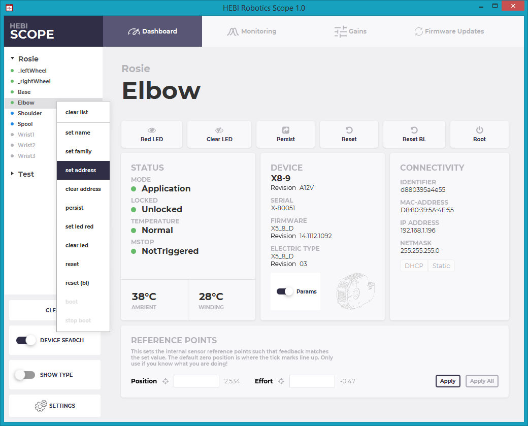 set address selected